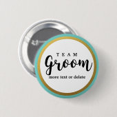 Team Groom Modern Wedding Favors for Groomsmen Ronde Button 5,7 Cm (Voorkant /achterkant)