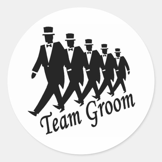 Team Groom Ronde Sticker (Voorkant)