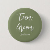 Team Groom Sage Green White Ronde Button 5,7 Cm (Voorkant)