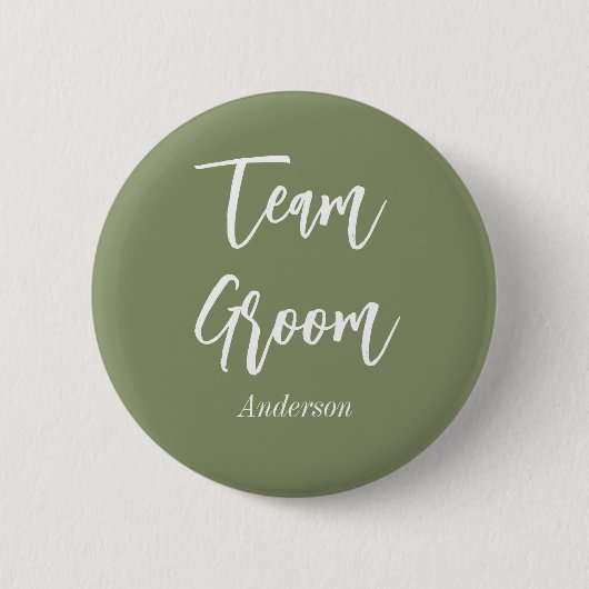 Team Groom Sage Green White Ronde Button 5,7 Cm (Voorkant)