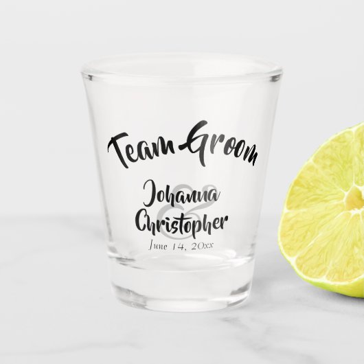 Team Groom Shotglass Wedding Favor Shot Glas (Voorkant)