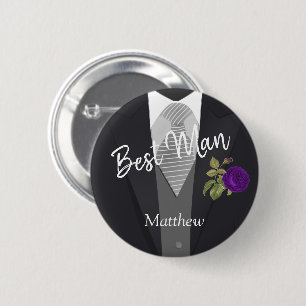 Team Groom Tuxedo Suit - Purple Rose Ronde Button 5,7 Cm