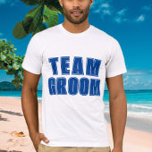 TEAM GROOM varisity stijl blauwe groomsmen T-shirt
