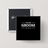 Team Groom Vierkante Button 5,1 Cm (Voorkant /achterkant)