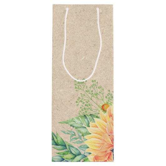 Team Groom. Zonnebloemkolven voor kraftpapier Wijn Cadeautas (Achterkant)