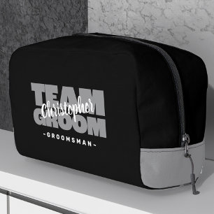 Team Groomman Bruiloft Cool Retro Zwart Cadeau Toilettasje