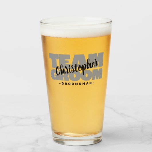 Team Groomsman Bachelor Party Zwart Grijs Glas (Voorkant gevuld)
