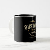 Team Gustavo Lifetime Lid Persoonlijke naam Tweekleurige Koffiemok (Voorkant links)