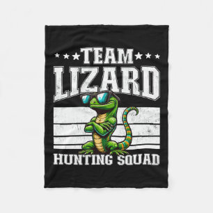 Team Hagedis Jacht Squad Grappige Retro Gecko Hage Fleece Deken