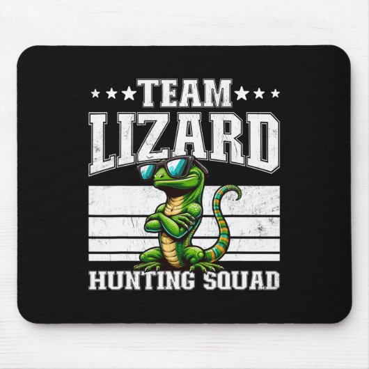 Team Hagedis Jacht Squad Grappige Retro Gecko Hage Muismat (Voorkant)