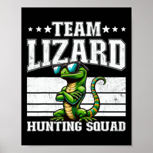 Team Hagedis Jacht Squad Grappige Retro Gecko Hage Poster