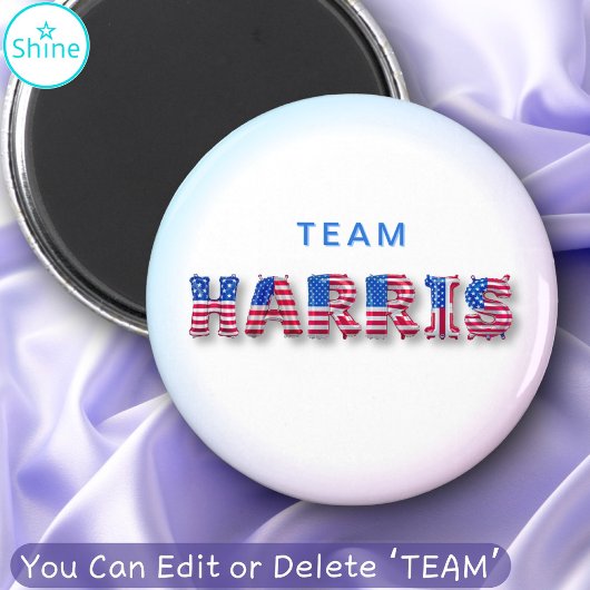 TEAM HARRIS Kamala Harris USA Vlag Ballon Letters Magneet