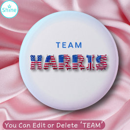 TEAM HARRIS Kamala Harris USA Vlag Ballon Letters Ronde Button 5,7 Cm