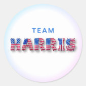 TEAM HARRIS Kamala Harris USA Vlag Ballon Letters Ronde Sticker (Voorkant)