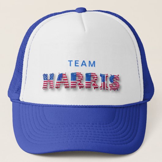 TEAM HARRIS Kamala Harris USA Vlag Ballon Letters Trucker Pet (Voorkant)