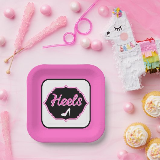 Team heelt roze en zwart Geslacht Papieren Bordje (Feest)