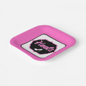 Team heelt roze en zwart Geslacht Papieren Bordje (Gebogen)