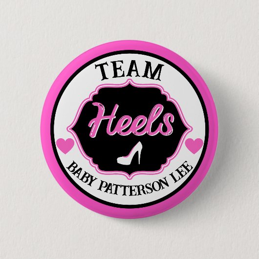 Team heelt roze en zwart Geslacht Ronde Button 5,7 Cm (Voorkant)