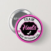 Team heelt roze en zwart Geslacht Ronde Button 5,7 Cm (Voorkant /achterkant)