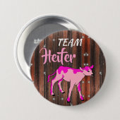 "Team Heifer" Roze Geslacht onthullen Ronde Button 7,6 Cm (Voorkant /achterkant)