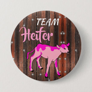 "Team Heifer" Roze Geslacht onthullen Ronde Button 7,6 Cm