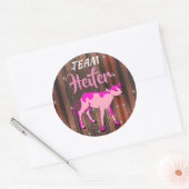 "Team Heifer" Roze Geslacht onthullen Ronde Sticker (Envelop)