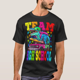 Team High School Monster Truck Dinosaur Terug naar T-shirt