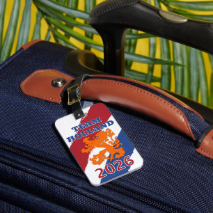 Team Holland Nederland Voetbalfan Oranje Leeuw Bagagelabel