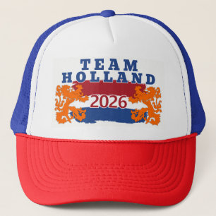 Team Holland Nederland Voetbalfan Oranje Leeuw Trucker Pet