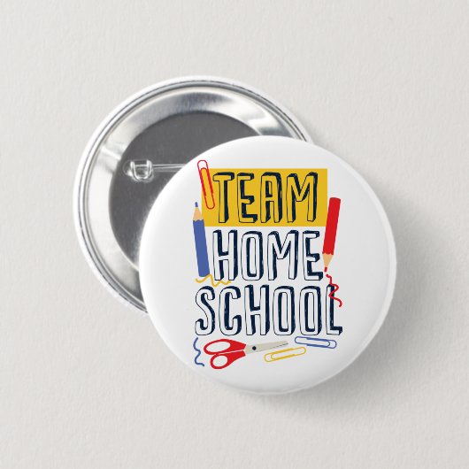 Team Homeschool Quarantine Teacher Ronde Button 5,7 Cm (Voorkant /achterkant)