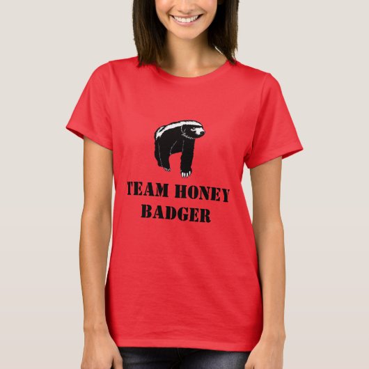 Team Honey Badger Black Text Large Design T-Shirt (Voorkant)