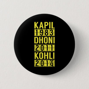 Team India Cricket Fan Trui Ronde Button 5,7 Cm