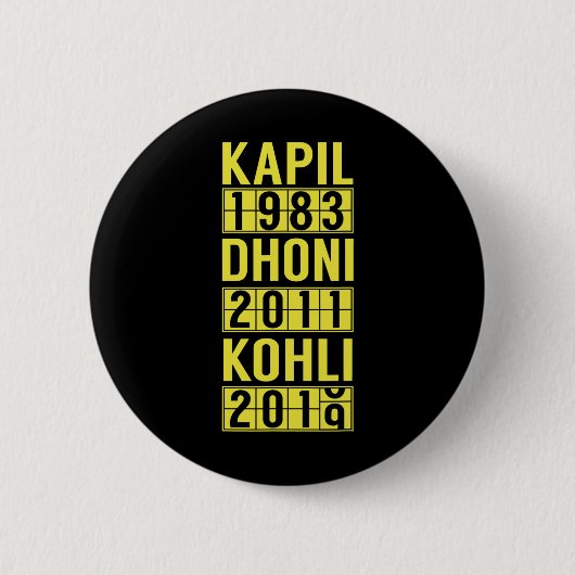 Team India Cricket Fan Trui Ronde Button 5,7 Cm (Voorkant)