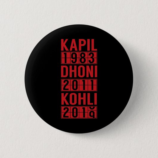 Team India Wereld Cricket Cup Fan Jersey 2 Ronde Button 5,7 Cm (Voorkant)