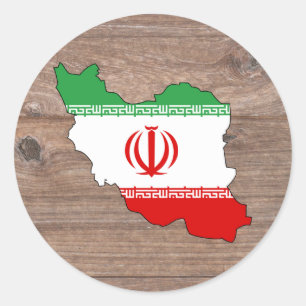 Team iran Flag Map op hout Ronde Sticker