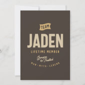 Team Jaden Levenslang Lid Gepersonaliseerde Naam Kaart (Voorkant)