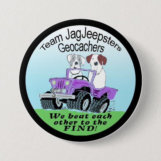 Team JagJeepsters Geocaching Badge Ronde Button 7,6 Cm (Voorkant)