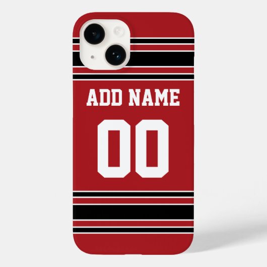 Team Jersey Aangepast nummer Rood Zwart Case-Mate iPhone Case (Achterkant)