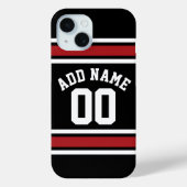 Team Jersey - Aangepaste naam en nummer rood zwart Case-Mate iPhone Case (Achterkant)
