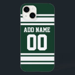 Team Jersey met de Naam en het Aantal van de Douan Case-Mate iPhone Case<br><div class="desc">Groene en Witte kleuren — Als je een team van Fantasy Football bent,  maak je eigen producten en show af aan je vrienden! Of - Speel je Football op de middelbare school en wil je een memento? Deze trui is perfect voor iedereen die sporten speelt.</div>