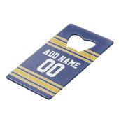 Team Jersey met de Naam en het Aantal van de Douan Creditkaart Flessenopener (Voorkant Gekanteld)