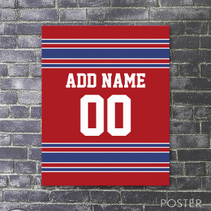 Team Jersey met de Naam en het Aantal van de Douan Poster