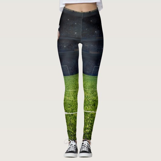 Team Jersey Number American Football Field Name Te Leggings (Voorkant)