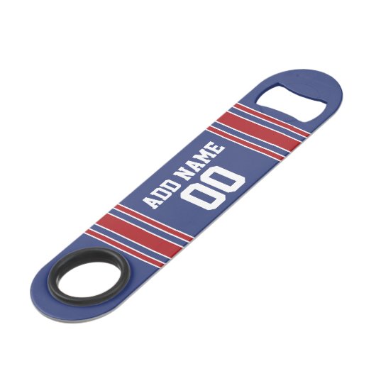 Team Jersey Stripes - Aangepaste naam en nummer Speed Flessenopener (Voorkant Gekanteld)