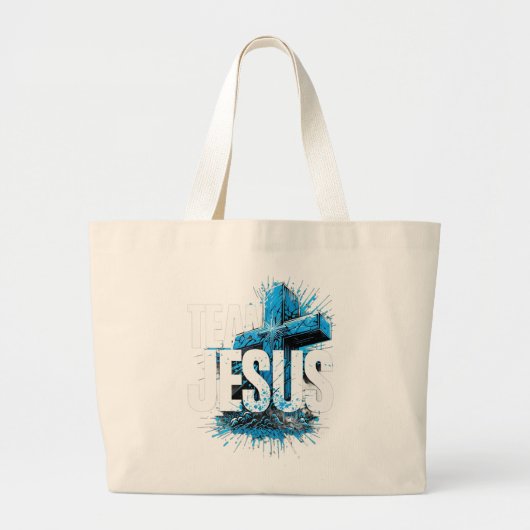 Team Jesus Canvas tas | Christelijk kruisontwerp (Voorkant)