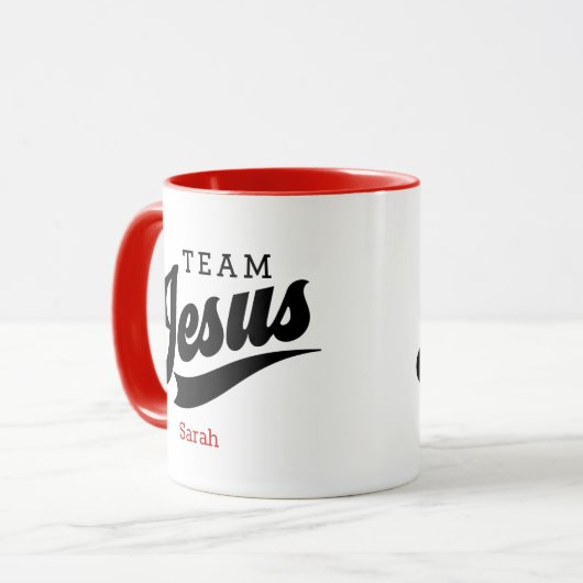 Team Jesus Custom Name Mok (Voorkant links)