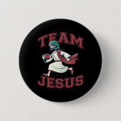 Team Jesus Football Liefhebber T-shirt Christelijk Ronde Button 5,7 Cm (Voorkant)