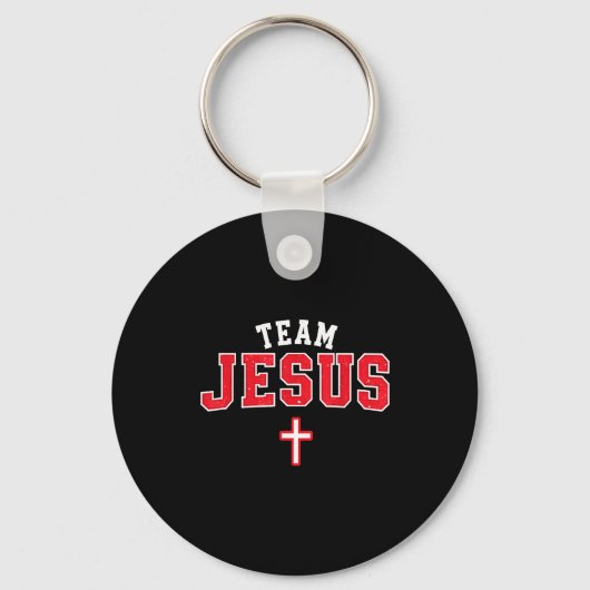 Team Jesus - Funny Christian Cross Emblem Faith St Sleutelhanger (Voorkant)