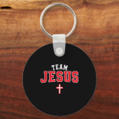 Team Jesus - Funny Christian Cross Emblem Faith St Sleutelhanger (Voorkant)