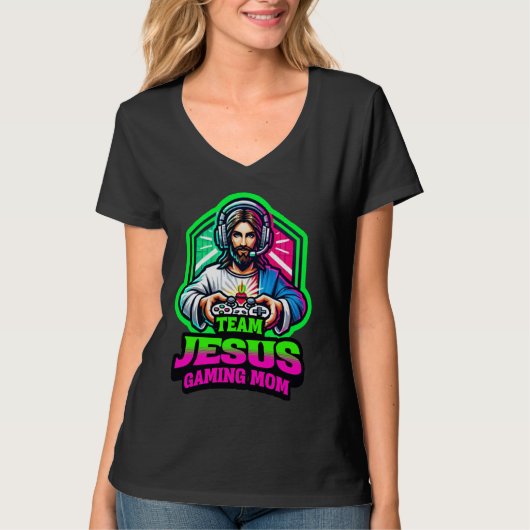 Team Jesus Gaming Mom Gamer T-shirt (Voorkant)
